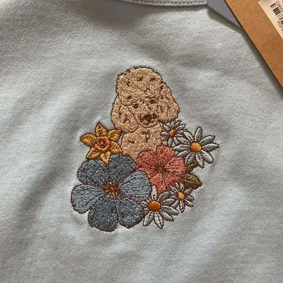 BNWT Princess Highway Embroidered Poodle Dog Light Bluer T-Shirt Top - Picture 4 of 7